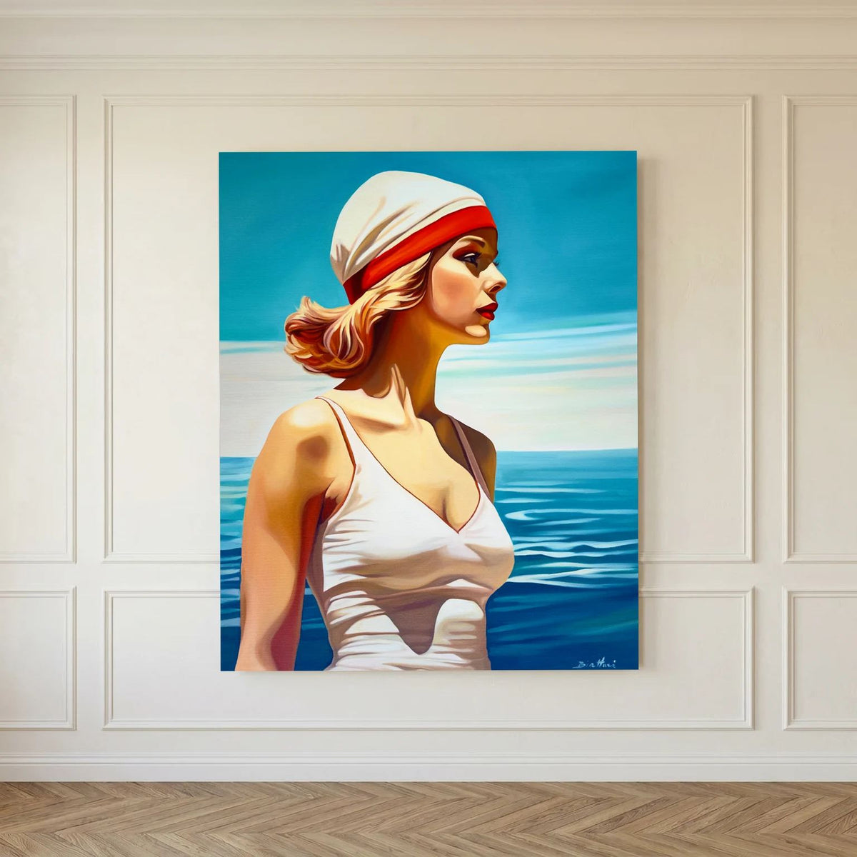 Baigneuse au Bonnet Blanc Canvas