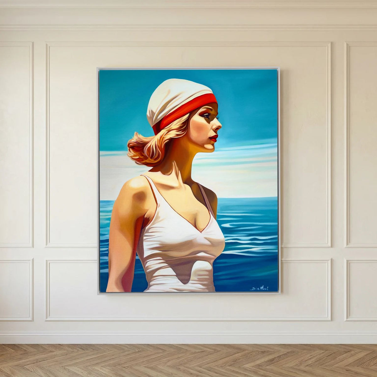 Baigneuse au Bonnet Blanc Canvas
